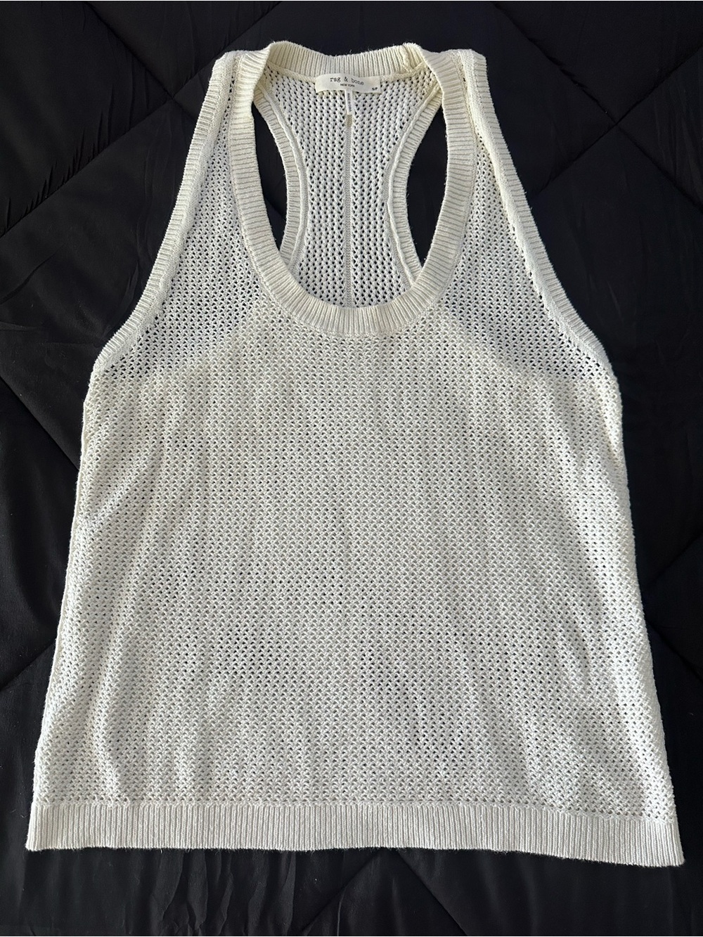 rag & bone Cream Open-Knit Racerback Tank
